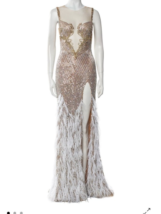 Portia and Scarlett Dresses & Skirts - Portia and Scarlett Rose Gold Beaded Feather Evening Gown